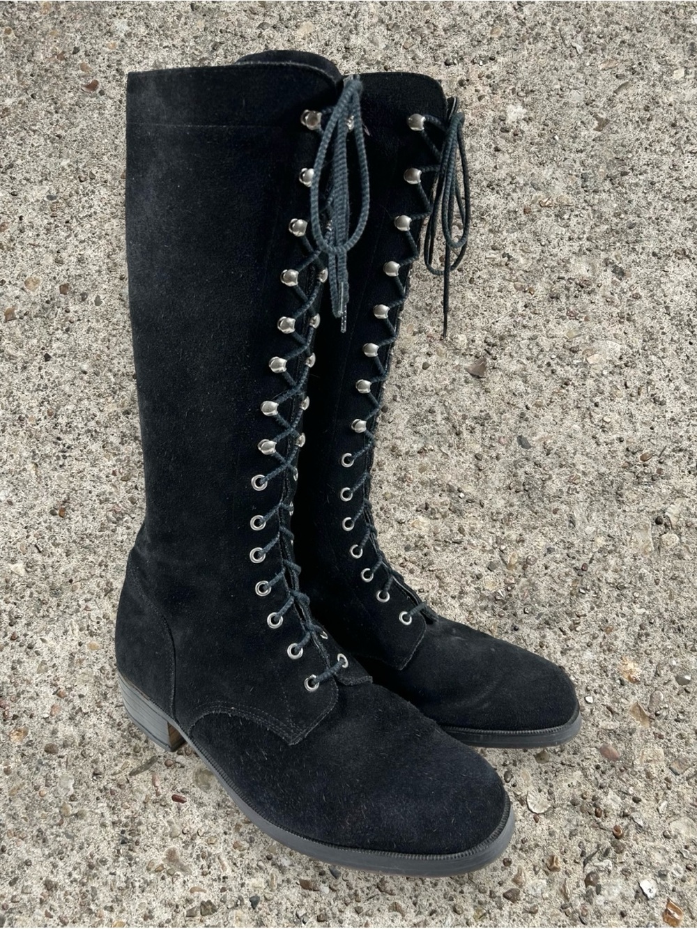 1960s vintage knee high lace up boots